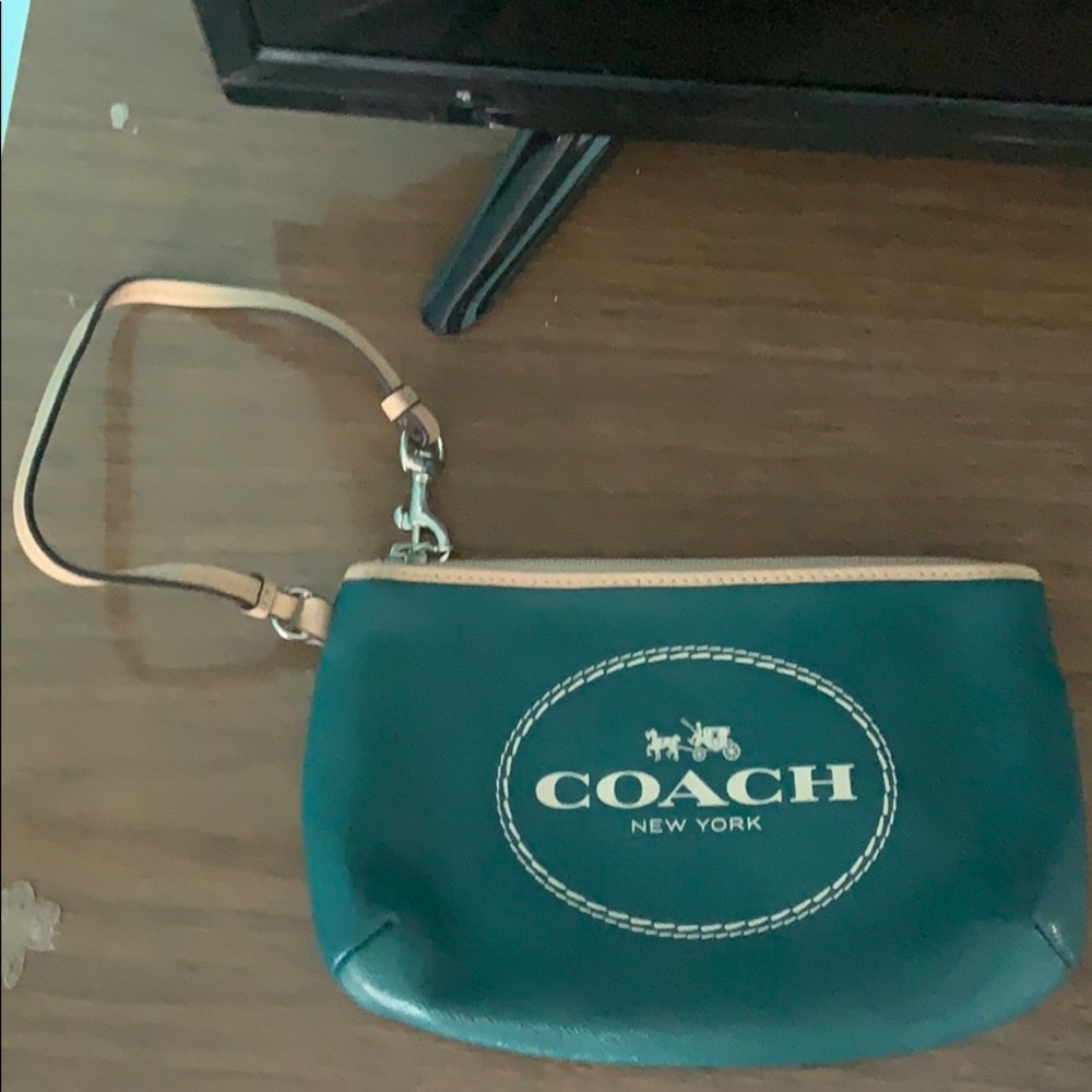 Green Coach wristlet